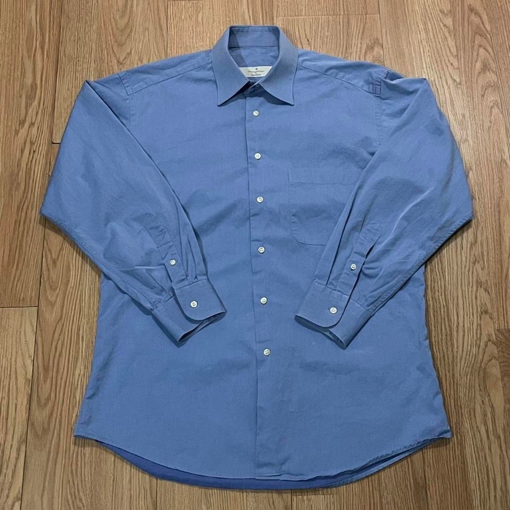 Italy Ermenegildo Zegna Men’s Large 38/15 Long Sleeve Button Down Shirt Blue